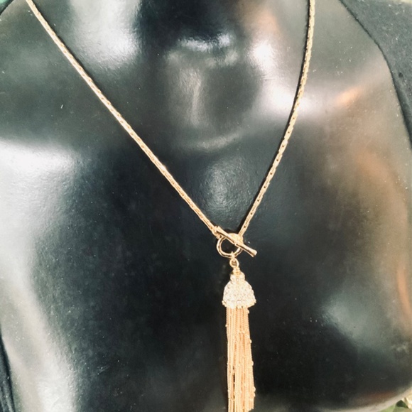 Lilly Pulitzer NECKLACE 🩷SALE🩷GOLD CHAIN TASSEL NECKLACE NWT “Fronds”TOGGLE - Picture 12 of 16